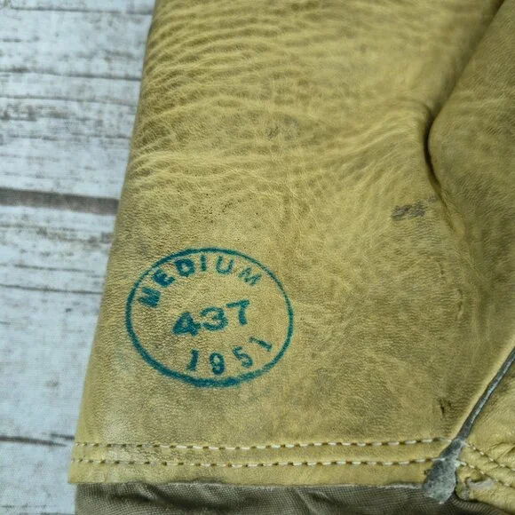 Vintage 1951 US Army Gunners Gloves Mittens Trigger Finger Leather Korean War